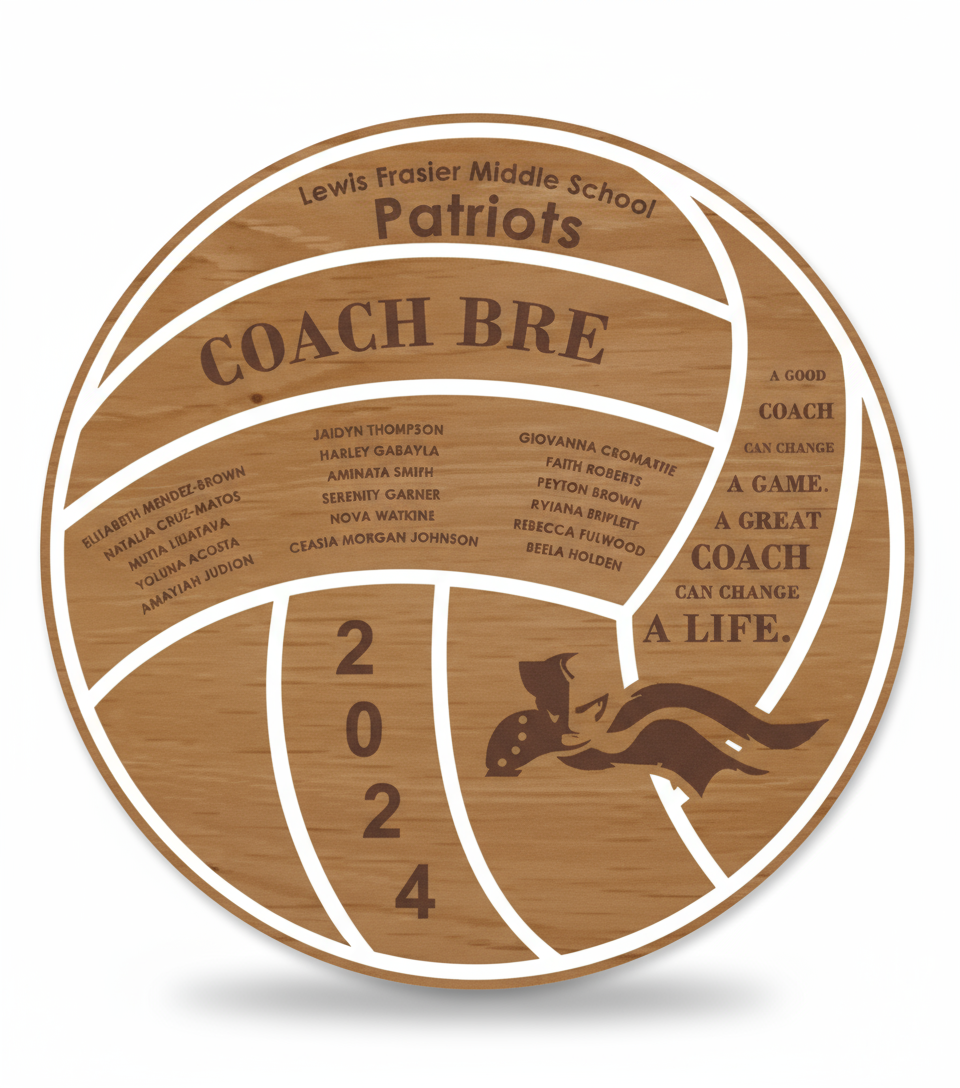 Personalized Volleyball Coach Plaque - Wood & Acrylic