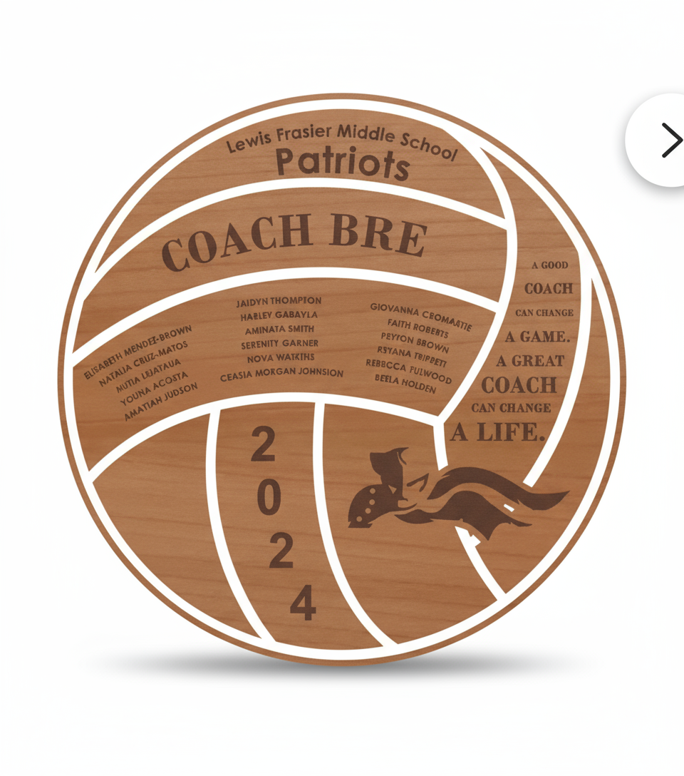 Personalized Volleyball Coach Plaque - Wood & Acrylic