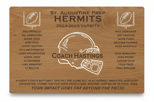 Personalized Football Coach Plaque β Wood & Acrylic