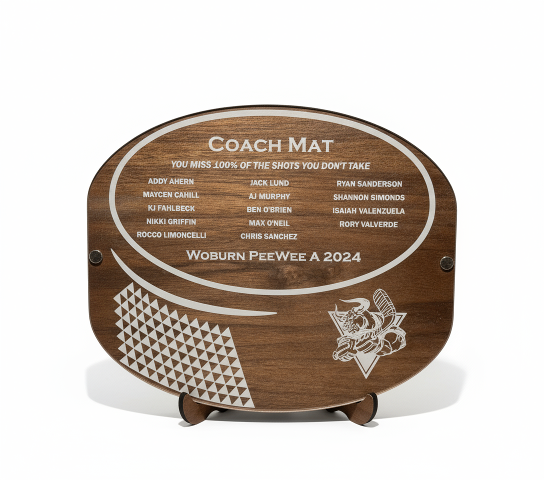 Personalized Hockey Coach Plaque – Wood & Acrylic