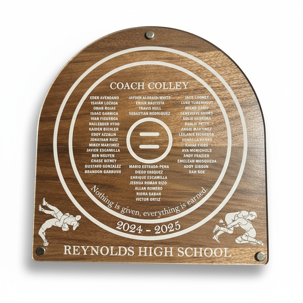 Personalized Wrestling Coach Plaque – Wood & Acrylic