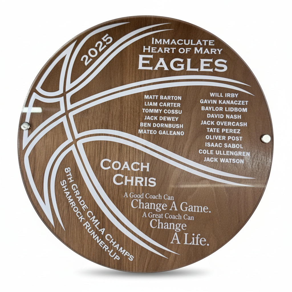 Personalized Basketball Coach Plaque β Wood & Acrylic
