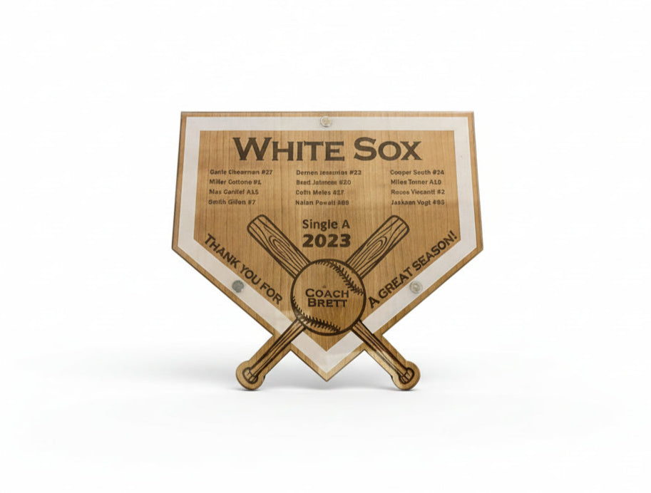 Personalized Baseball Homeplate Plaque - Wood & Acrylic