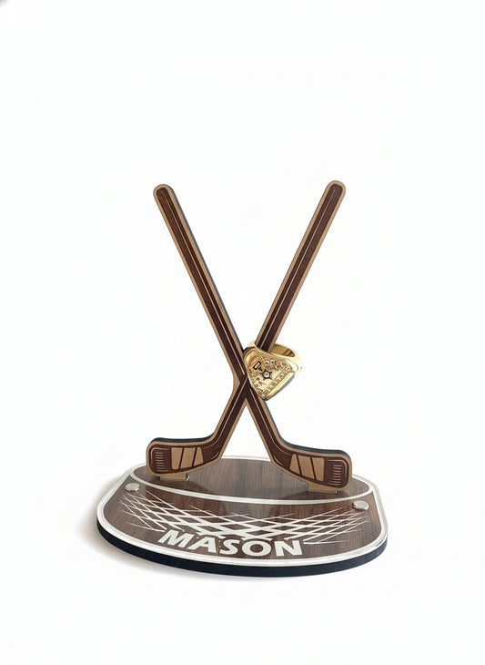 Personalized Hockey Championship Ring Display