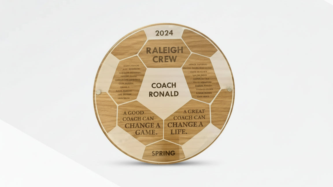 Personalized Soccer Coach Plaque - Wood & Acrylic