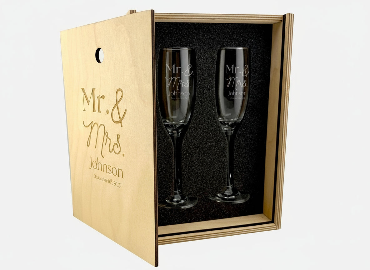 Custom Engraved Champagne Gift Box Set