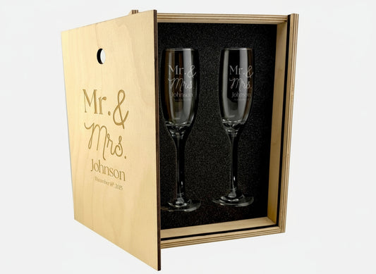 Custom Engraved Champagne Gift Box Set