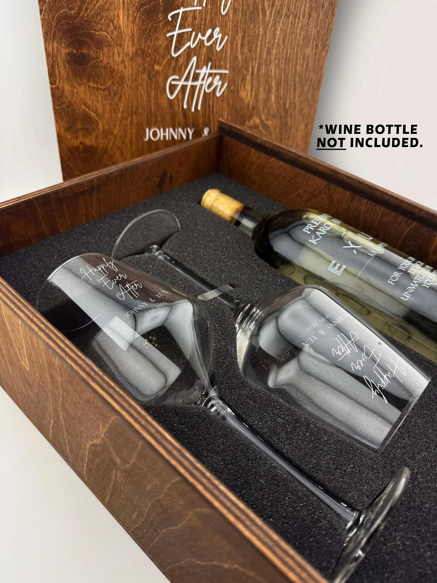 Custom Engraved Wine Glass Gift Box Set