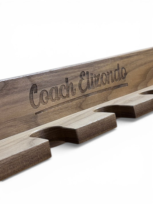 5 bat walnut rack with custom text