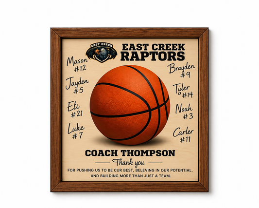 Custom Basketball Coach Signature Plaque