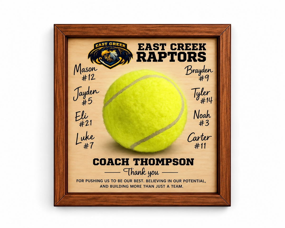 Custom Tennis Coach Signature Plaque