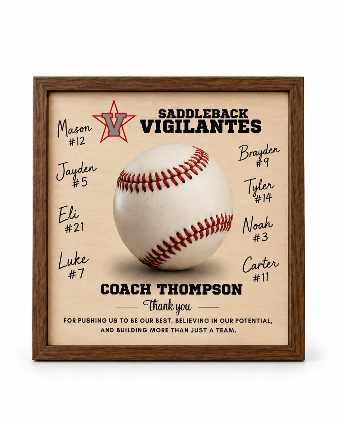 Custom Baseball Coach Signature Plaque