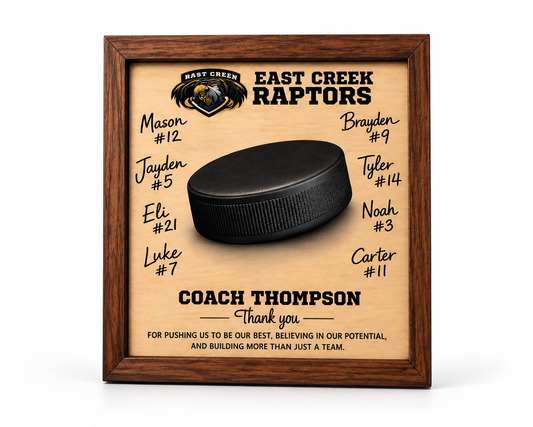 Custom Hockey Coach Signature Plaque