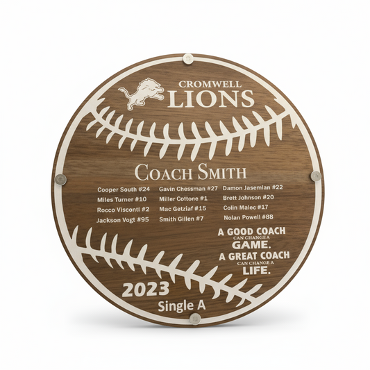 Personalized Baseball Coach Plaque – Custom Wood & Acrylic