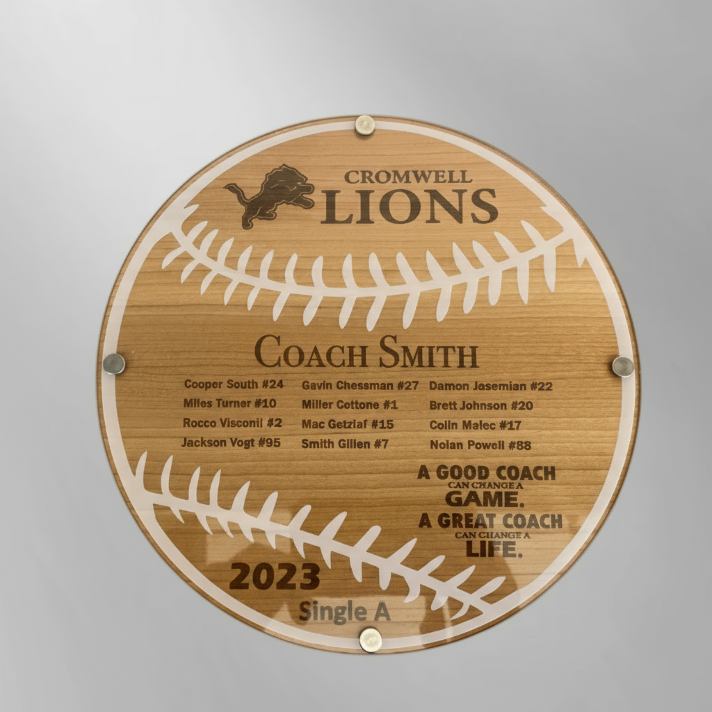 Personalized Baseball Coach Plaque – Custom Wood & Acrylic