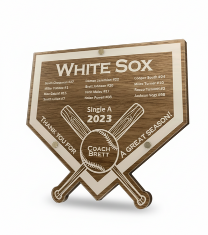 Personalized Baseball Homeplate Plaque - Wood & Acrylic