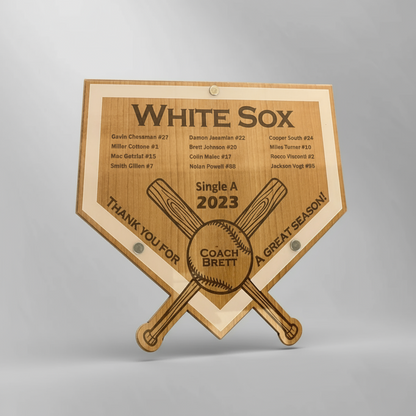Personalized Baseball Homeplate Plaque - Wood & Acrylic