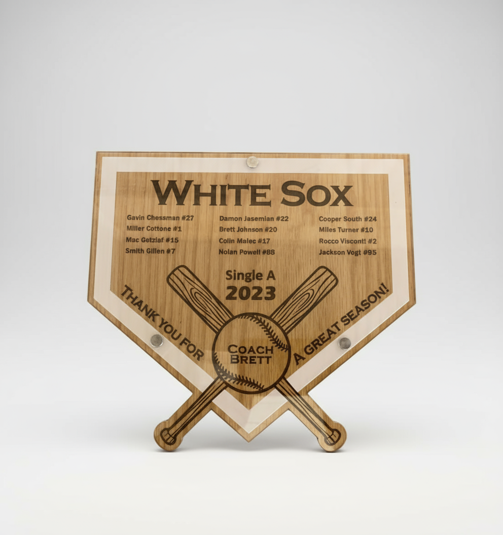 Personalized Baseball Homeplate Plaque - Wood & Acrylic