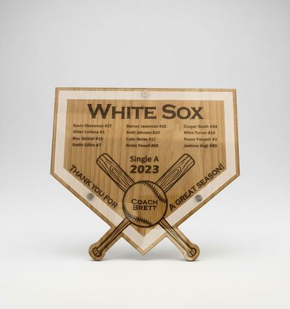 Personalized Baseball Homeplate Plaque - Wood & Acrylic
