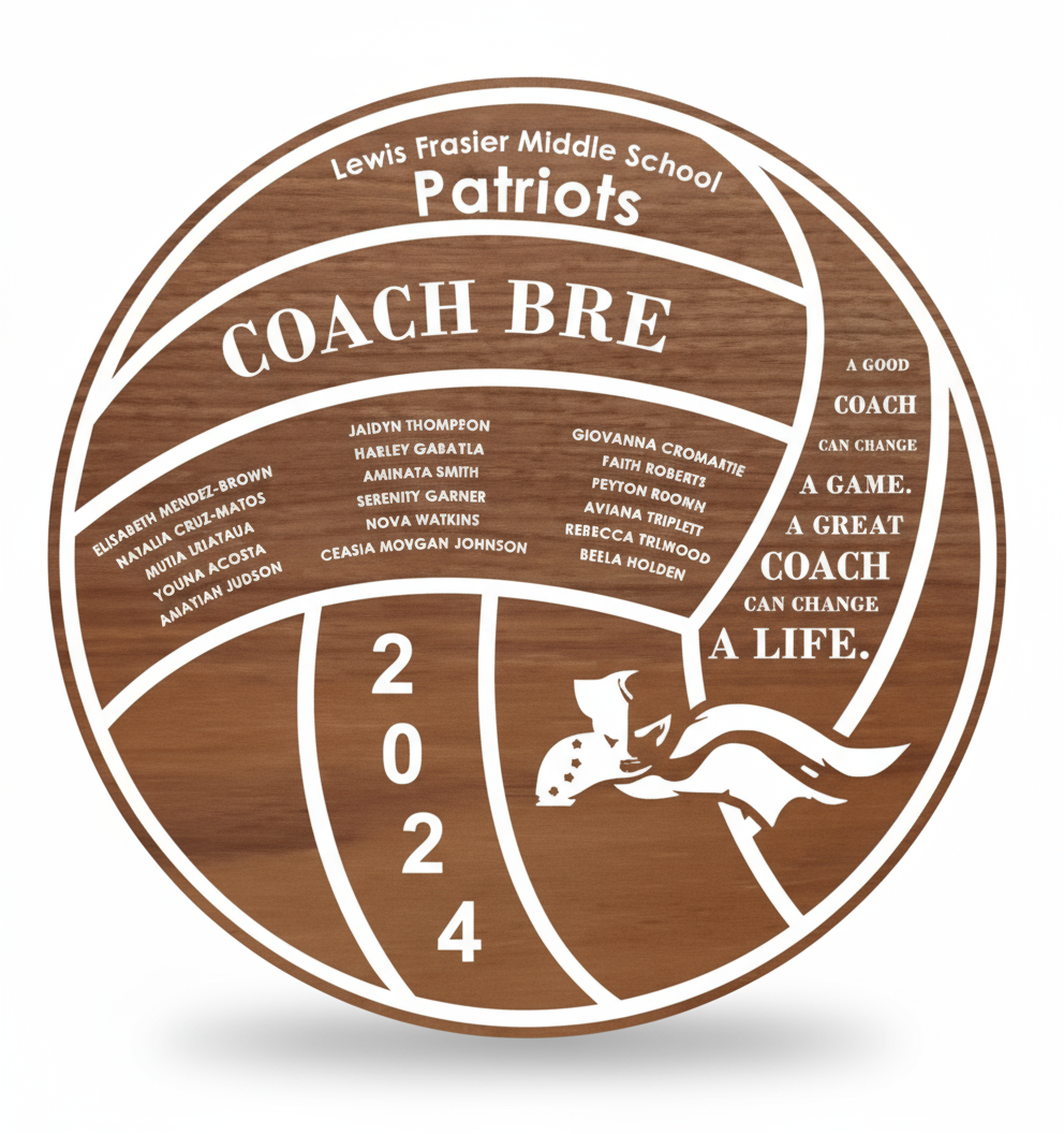 Personalized Volleyball Coach Plaque - Wood & Acrylic