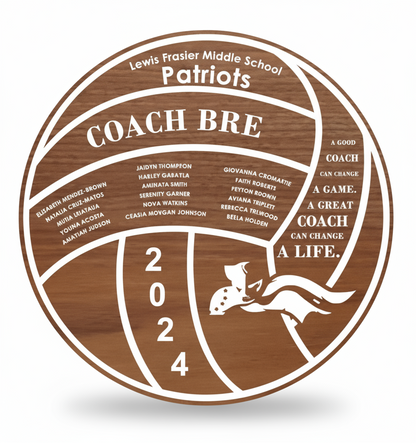 Personalized Volleyball Coach Plaque - Wood & Acrylic