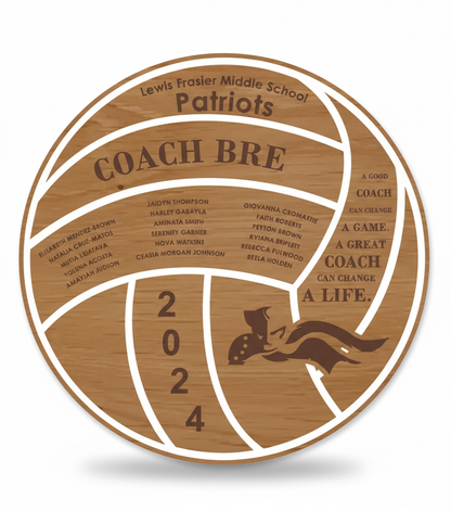 Personalized Volleyball Coach Plaque - Wood & Acrylic