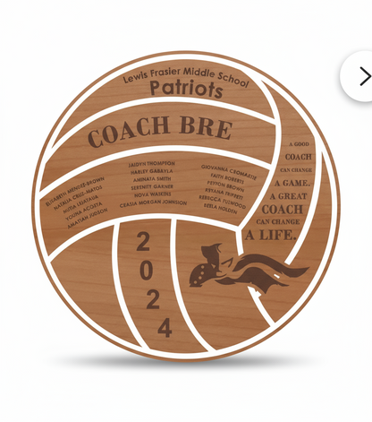 Personalized Volleyball Coach Plaque - Wood & Acrylic