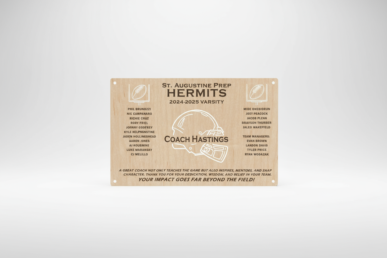 Personalized Football Coach Plaque – Wood & Acrylic