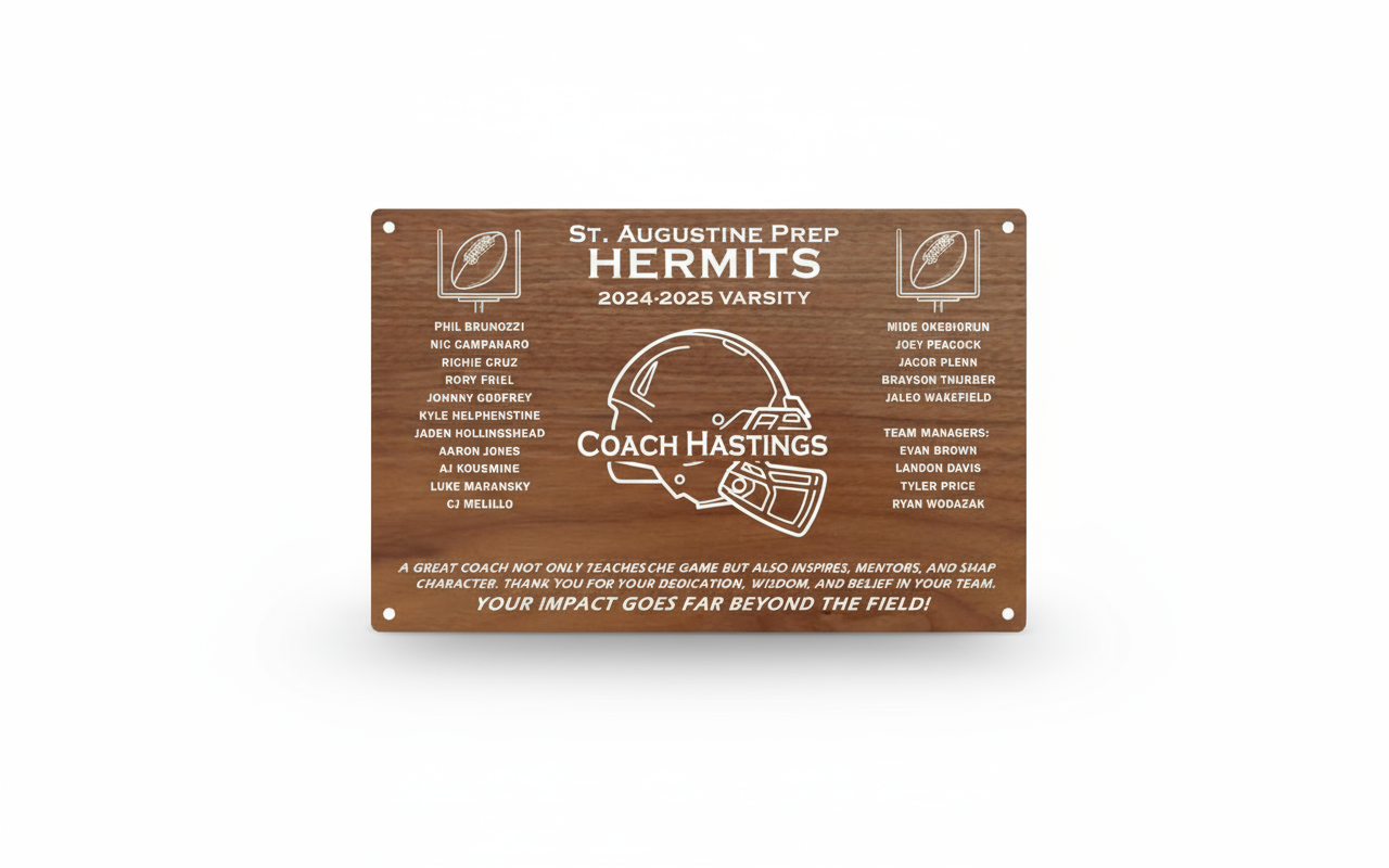 Personalized Football Coach Plaque – Wood & Acrylic