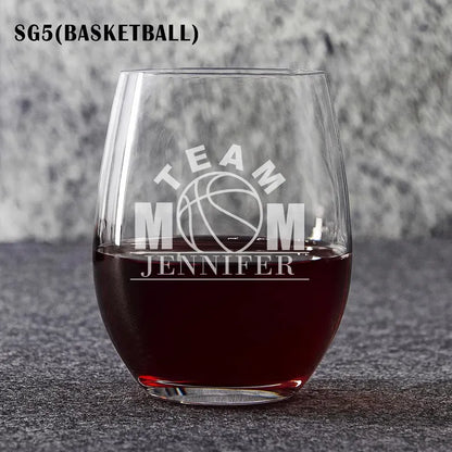 Team Mom Stemless Wine Glass
