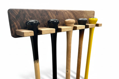 Solid Wood Baseball Bat Racks – Single or 5-Bat Display