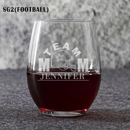 Team Mom Stemless Wine Glass