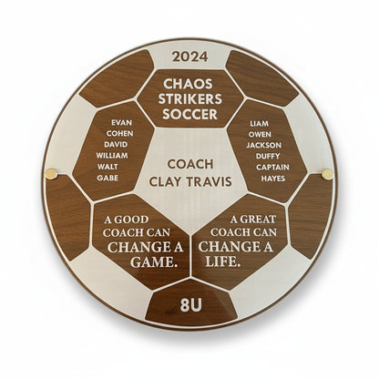 Personalized Soccer Coach Plaque - Wood & Acrylic