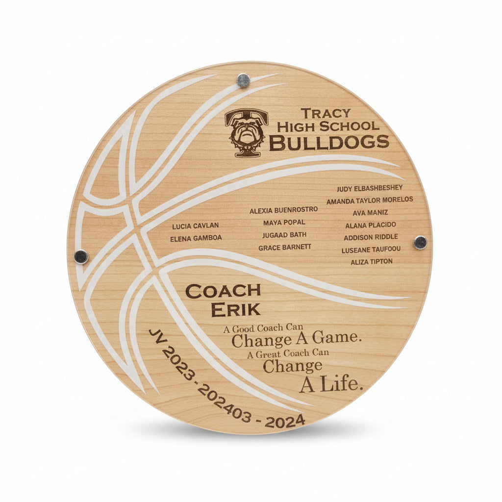 Personalized Basketball Coach Plaque – Wood & Acrylic