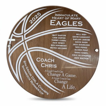 Personalized Basketball Coach Plaque – Wood & Acrylic