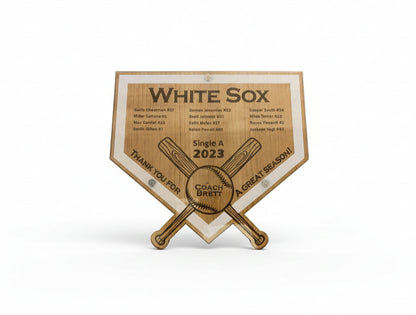 Personalized Baseball Homeplate Plaque - Wood & Acrylic