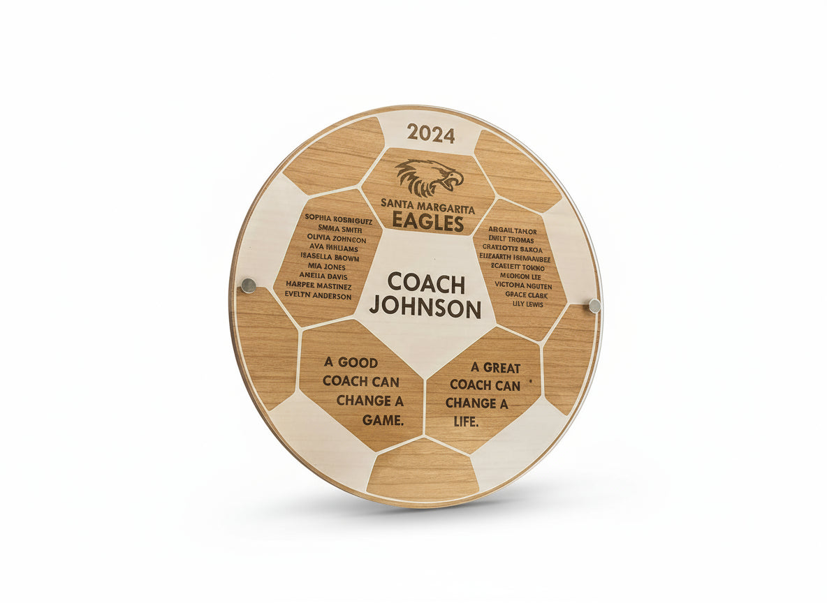 Personalized Soccer Coach Plaque - Wood & Acrylic