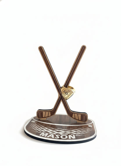 Personalized Hockey Championship Ring Display