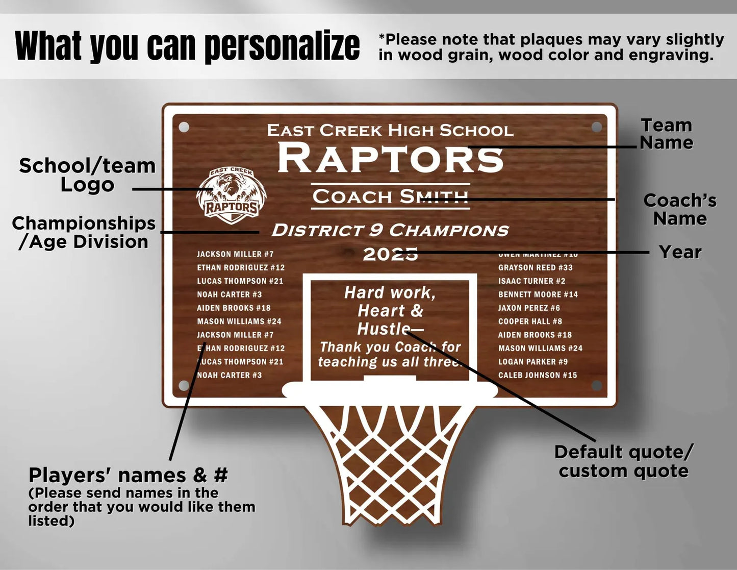 Personalized Basketball Hoop Plaque
