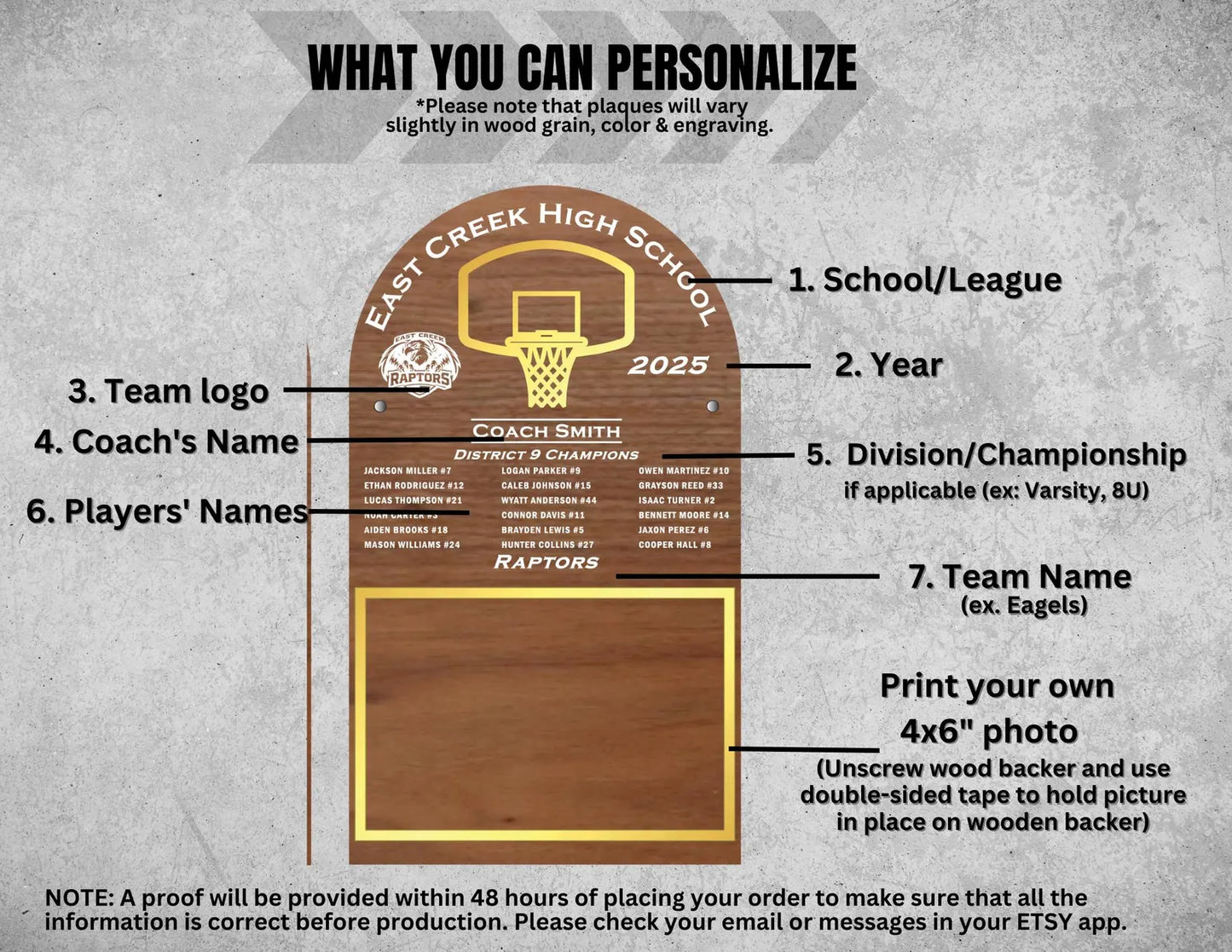 Personalized Basketball Team Frame
