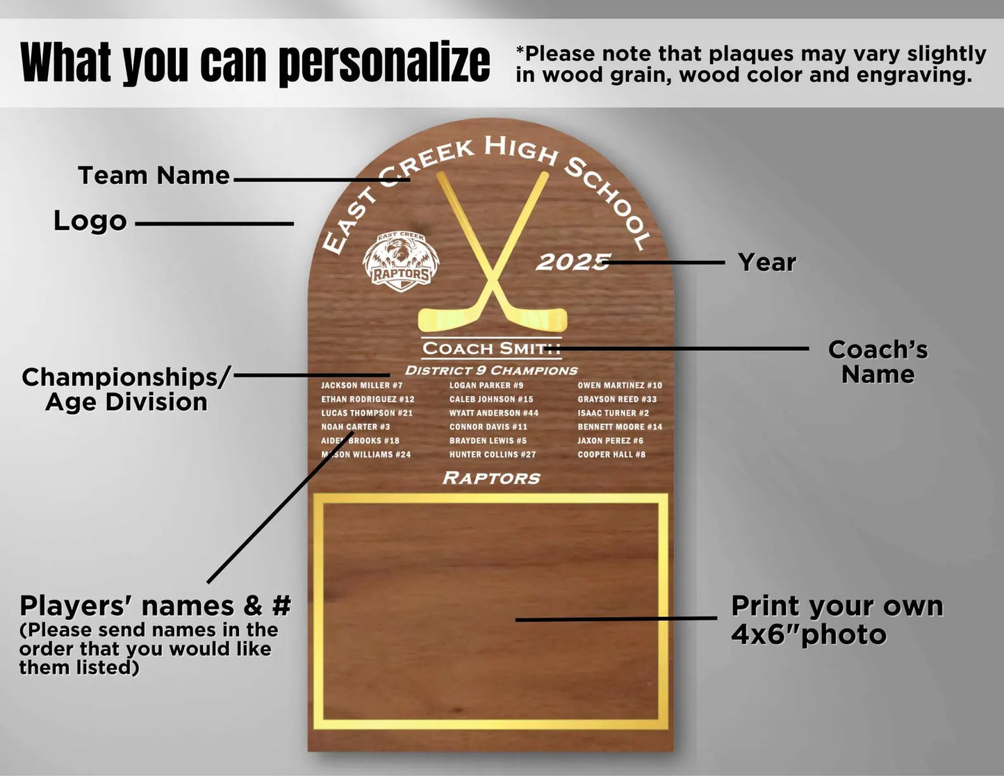 Personalized Hockey Team Frame
