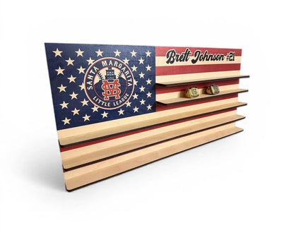 Personalized Championship Ring Display USA Flag