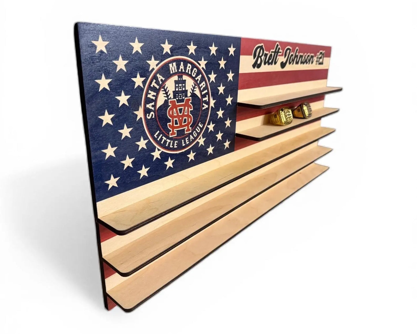 Personalized Championship Ring Display USA Flag