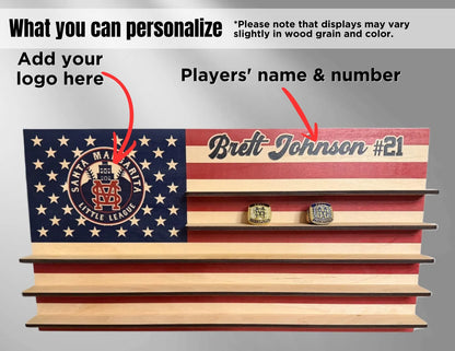 Personalized Championship Ring Display USA Flag