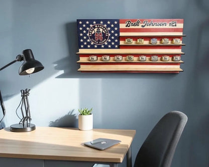 Personalized Championship Ring Display USA Flag