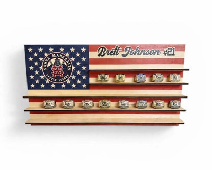 Personalized Championship Ring Display USA Flag