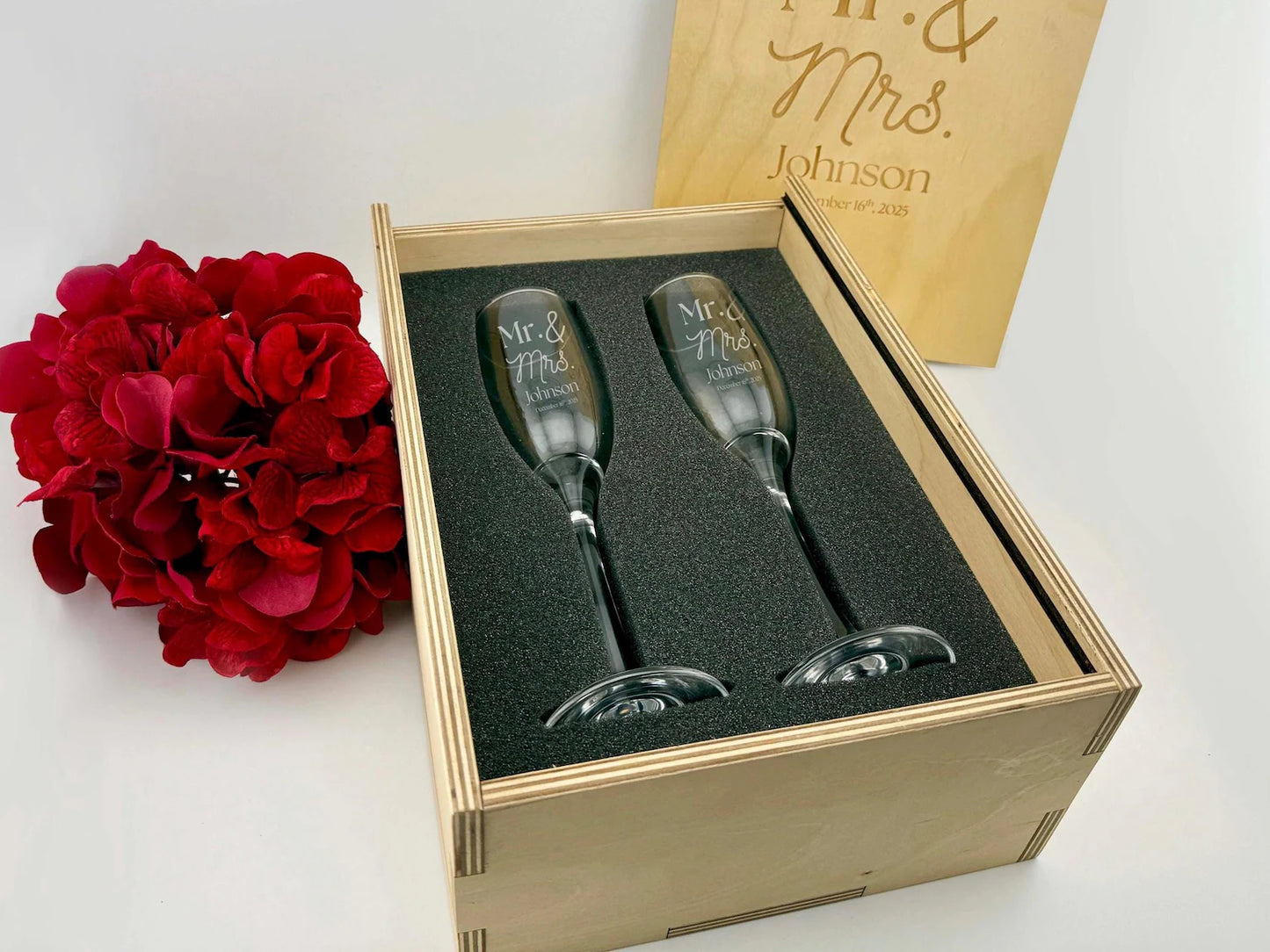 Custom Engraved Champagne Gift Box Set
