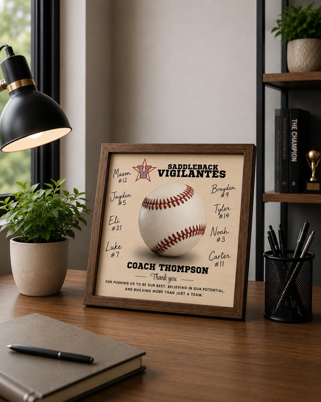 Custom Baseball Coach Signature Plaque