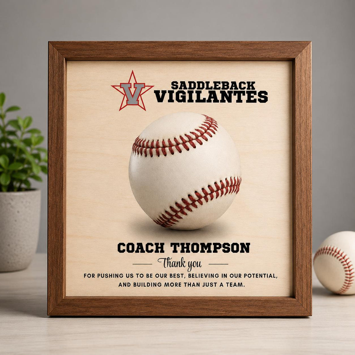 Custom Baseball Coach Signature Plaque