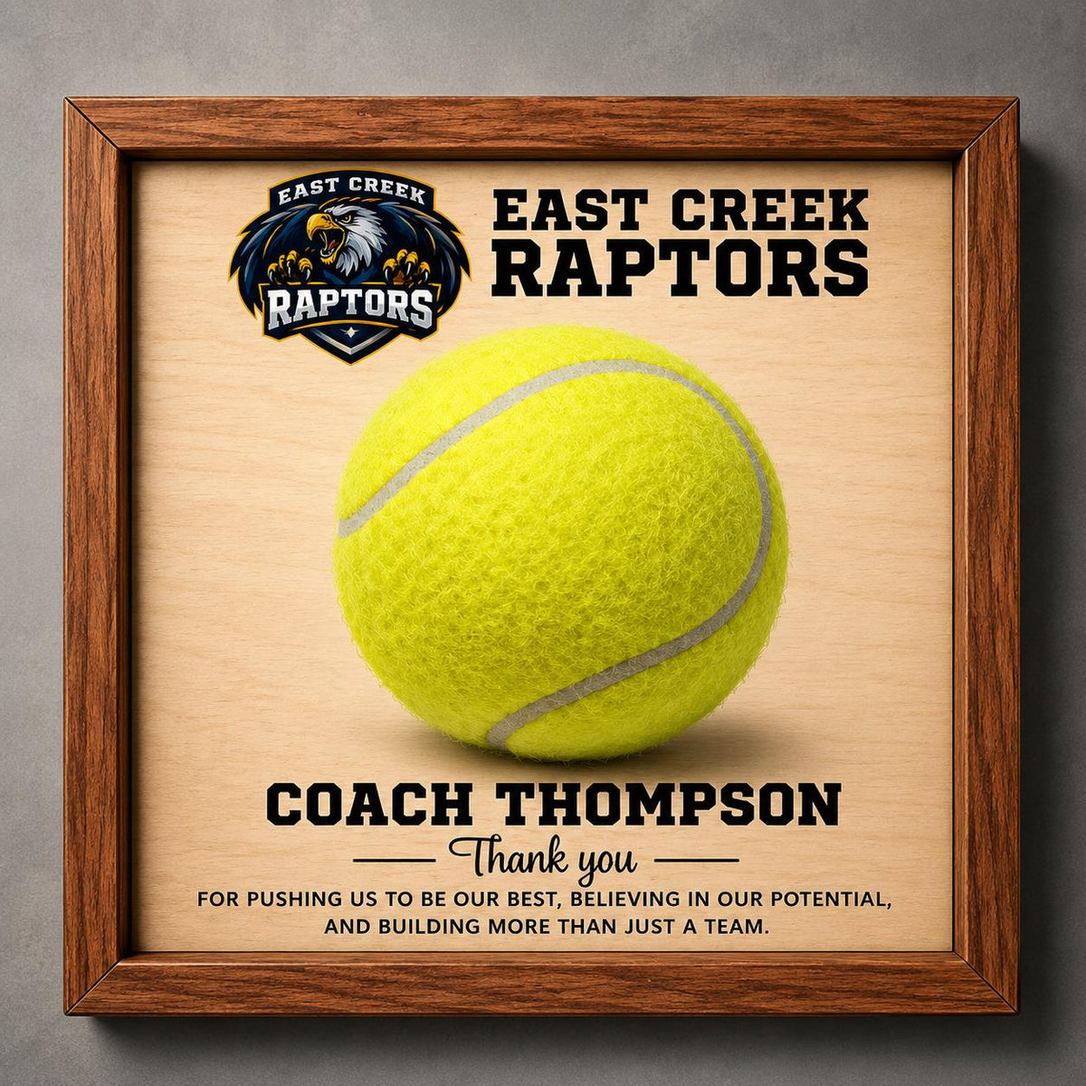 Custom Tennis Coach Signature Plaque